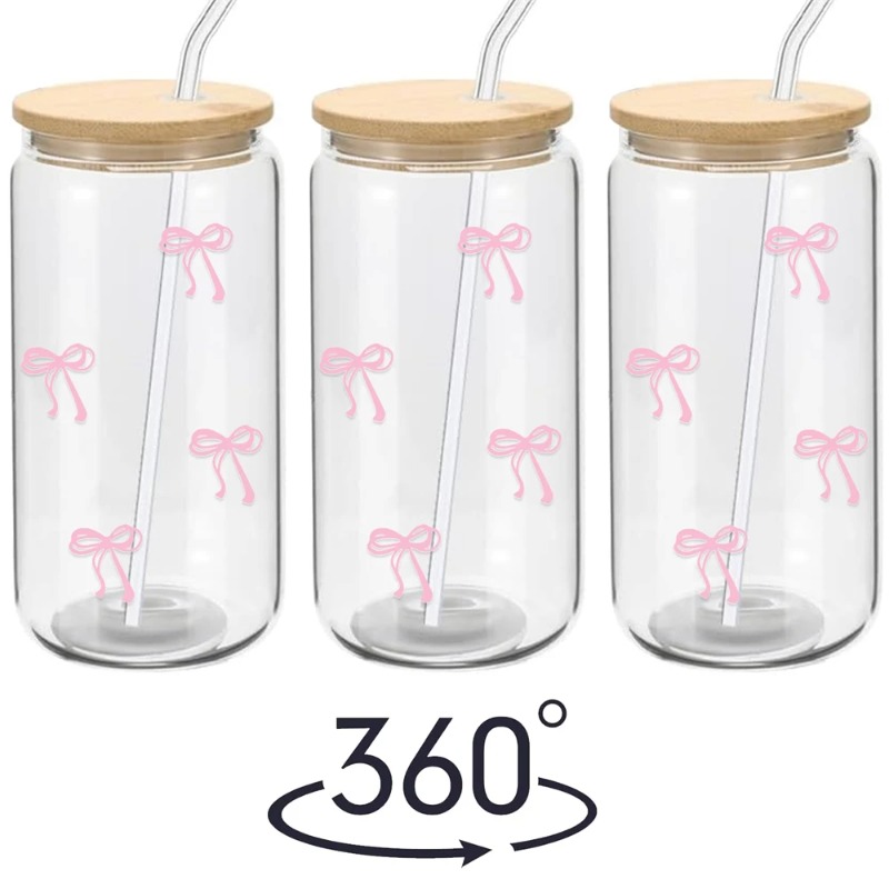 1pc Cute Bow Glass Cup 500ml T - Training Cup Straw review and price