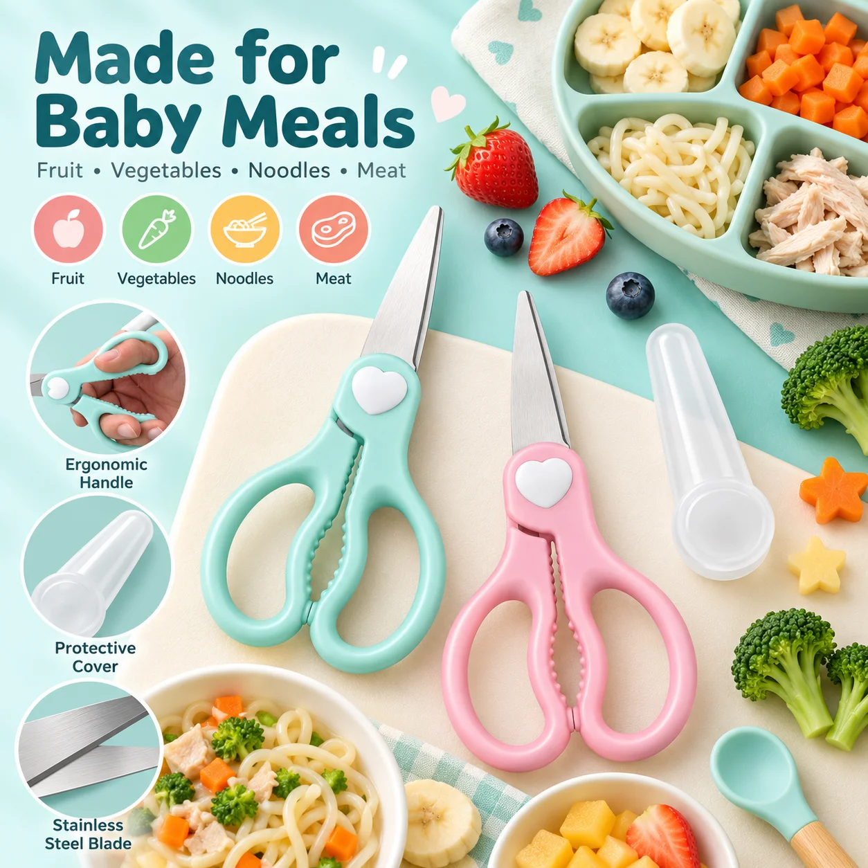 Baby Food Scissors Portable, S - Baby Food Scissors review and price